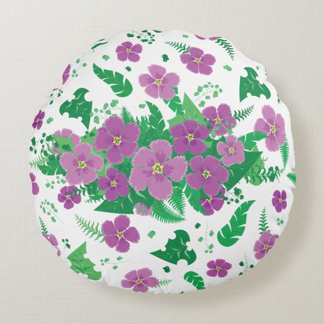 Coussins Ronds Hibiscus pourpre (Devant)