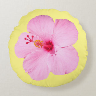 Coussins Ronds Hibiscus rose Fleur tropicale