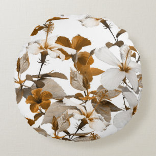 Coussins Ronds Hibiscus tropical vintage : Motif de Collage de ph