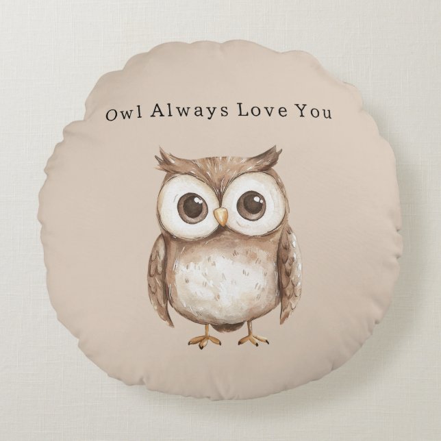 Coussins Ronds Hibou t'aime toujours (Devant)