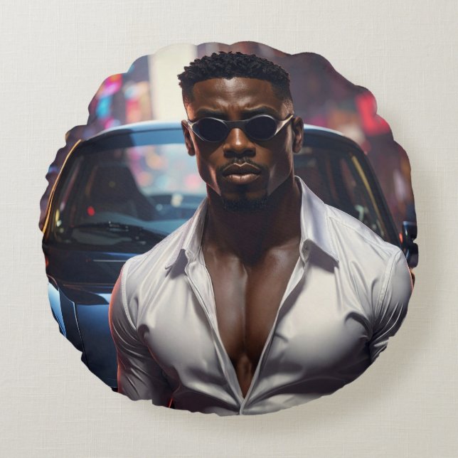 Coussins Ronds Hip Hop - Star du Rap Américain -  (Devant)