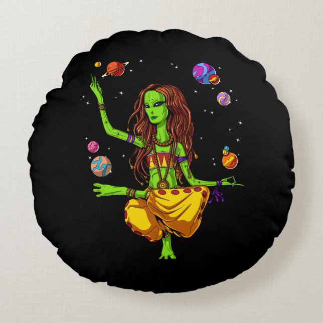 Coussins Ronds Hippie Alien spatiale Zen Yoga méditation (Devant)
