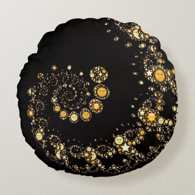 Coussins Ronds Hippie céleste d'emojis de symbole d'emoji de lune (Devant)