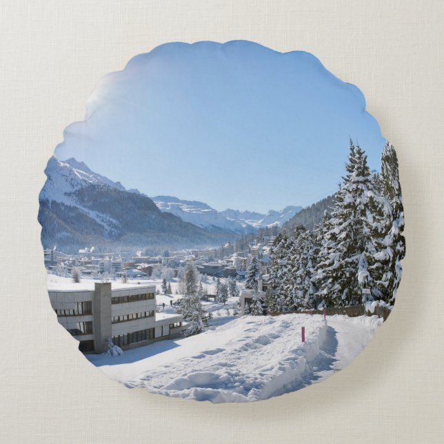 Coussins Ronds Hiver à St. Moritz (Devant)