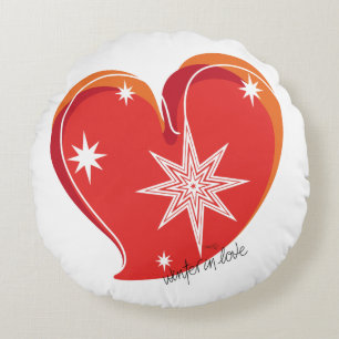 Coussins Ronds hiver en amour-Signature-Rouge