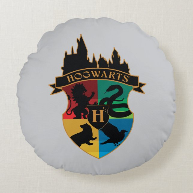 Coussins Ronds HoGWARTS™ Castle Crest House Insigne de fierté (Devant)
