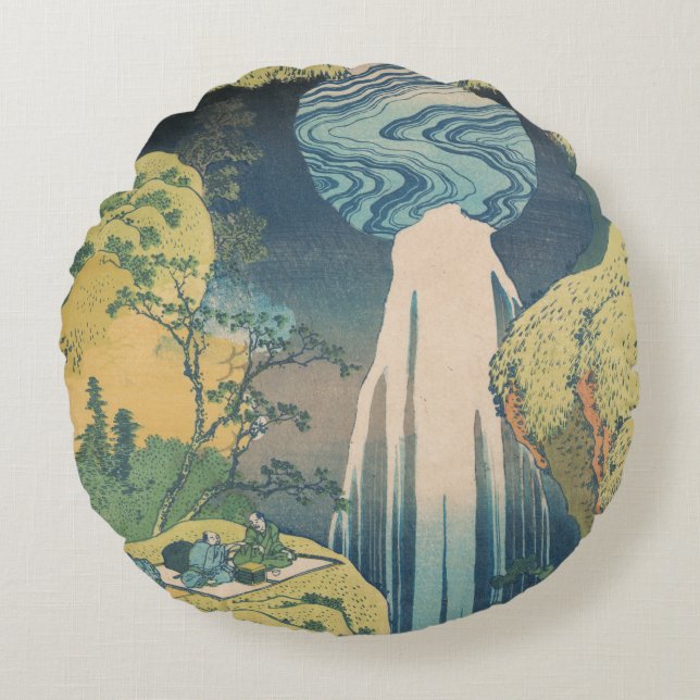Coussins Ronds Hokusai Amida Cascade Japon (Devant)