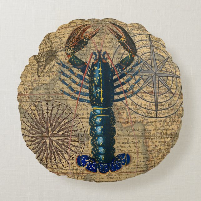 Coussins Ronds Homard Coquillages Fruits de mer Maine Classique O (Devant)