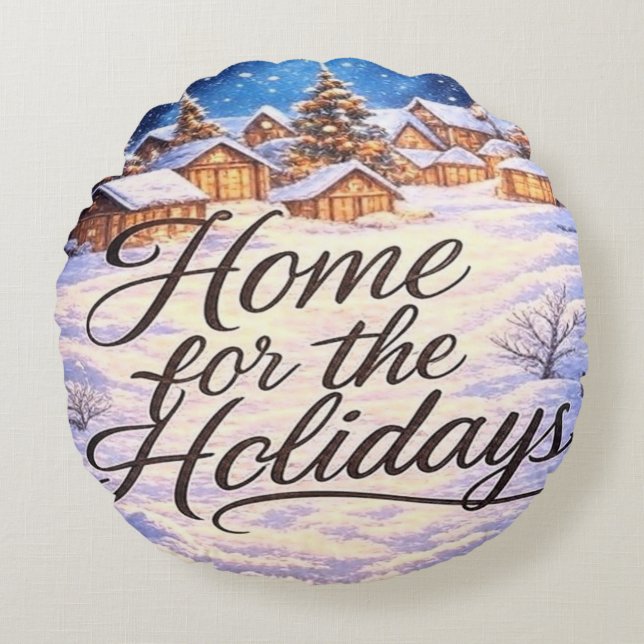 Coussins Ronds 'Home for the Holidays' Round Pillow (Devant)