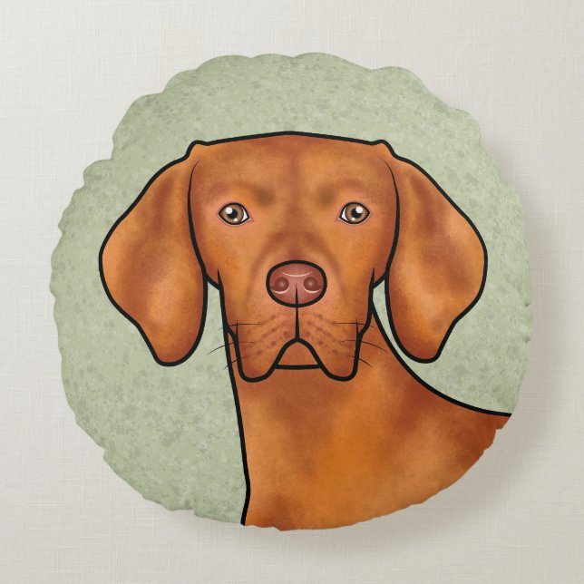 Coussins Ronds Hongrois Vizsla Caricature Pointeur Chien vert têt (Devant)