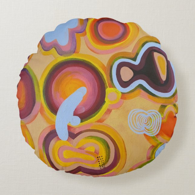 Coussins Ronds horloge jaune (Devant)