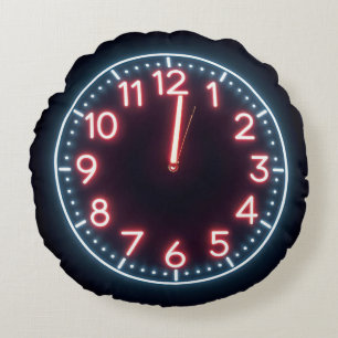 Coussins Ronds Horloge Neon minuit
