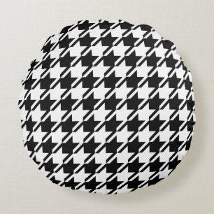 Coussins Ronds Houndstooth Black+White Big Motif