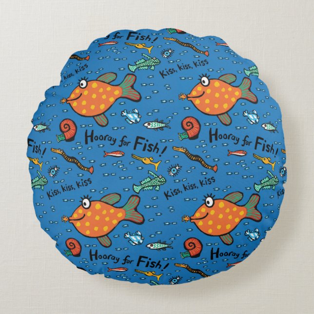 Coussins Ronds Hourra pour le motif de poissons (Devant)