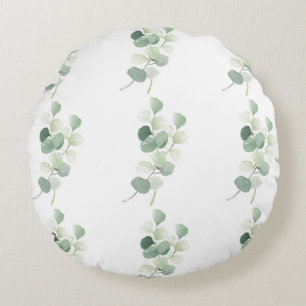Coussins Ronds Housse de couette aux feuilles pastel d'eucalyptus