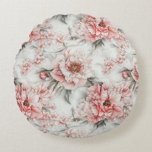 Coussins Ronds Housse de couette en aquarelle aux pivoines roses