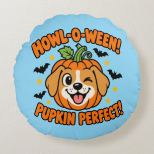 Coussins Ronds Howl O Ween Pupkin Parfait Chien Mignon T-Shirt Ha