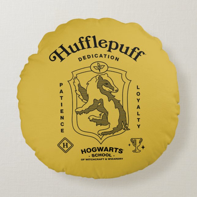 Coussins Ronds HUFFLEPUFF™ Dedication Patience Loyalty Crest (Devant)