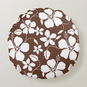 COUSSINS RONDS HULA HAWAIEN (HIBISCUS) BRUN