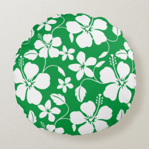 COUSSINS RONDS HULA HAWAIENNE (HIBISCUS) VERT