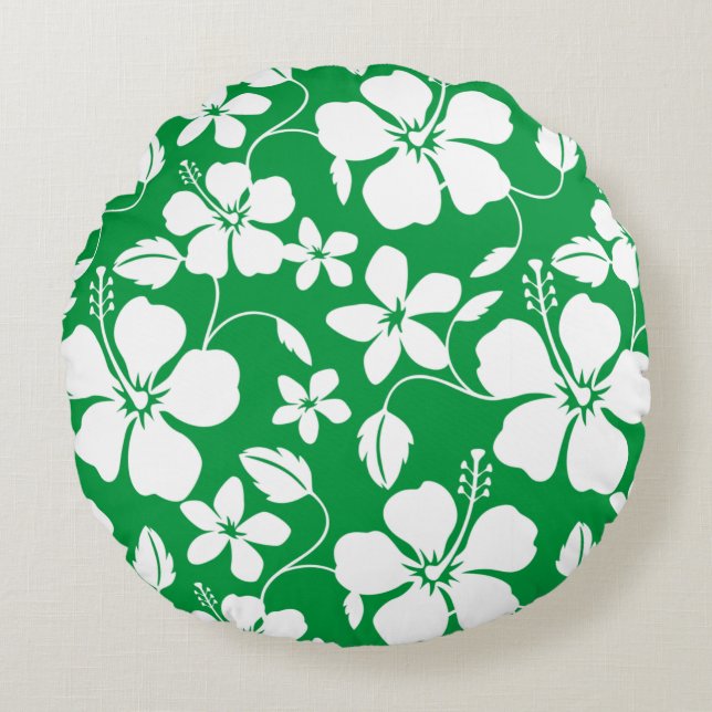 COUSSINS RONDS HULA HAWAIENNE (HIBISCUS) VERT (Devant)
