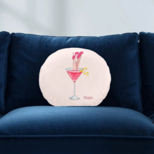 Coussins Ronds Humour de cocktail pour femmes, illustration de bo