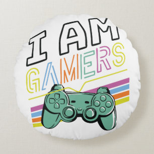 Coussins Ronds I Am Gamers - Retro Neon Design de jeux