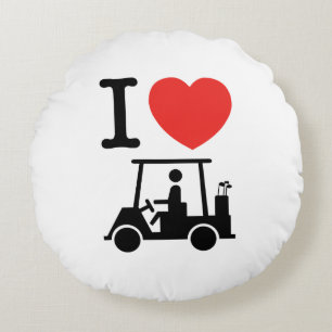 Coussins Ronds I chariot de golf de coeur (amour)