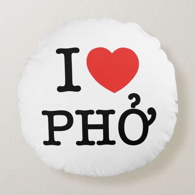 Coussins Ronds I Heart (Amour) Pho (Devant)