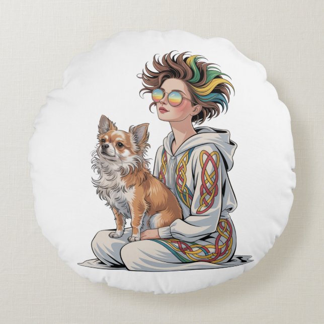 Coussins Ronds  i love my chihuahua  (Devant)