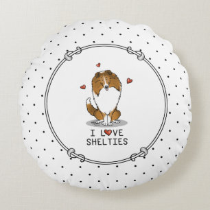 Coussins Ronds I Love Shelts (sable 2) Shetland Sheepdogs mignonn