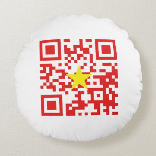 Coussins Ronds I Love Vietnam (Tôi Yêu Viêt Nam) Drapeau QR Code