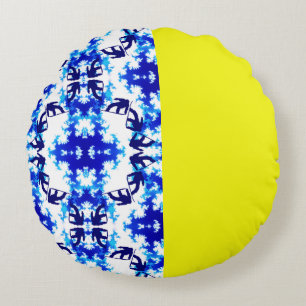 Coussins Ronds Ice Blue Snowboard Sky Yellow Snowboard Sport