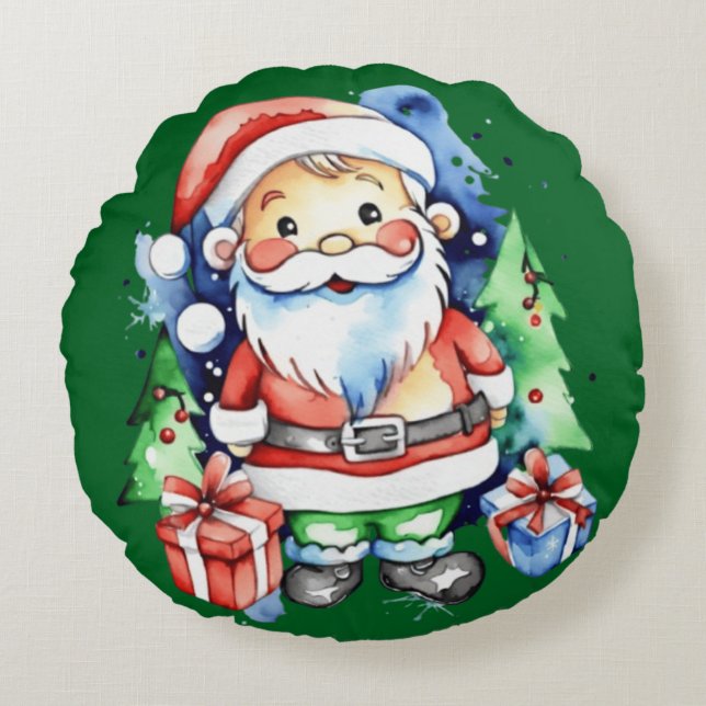 Coussins Ronds Idées cadeaux du Père Noël (Devant)