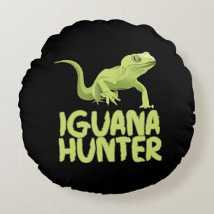 Coussins Ronds Iguana Hunter - Amusant Iguana Reptile animal