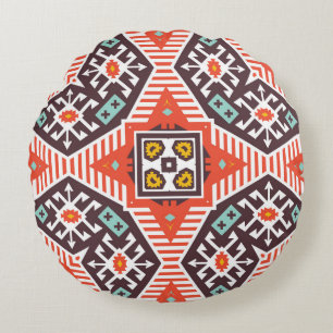 Coussins Ronds Ikat Aztec : Textes à rayures ethniques