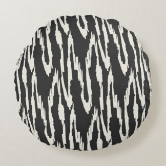 Coussins Ronds Ikat Brosse Charbon & Blanc Cassé