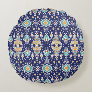 Coussins Ronds Ikat Géométrique : Ornement Oriental Folklore.