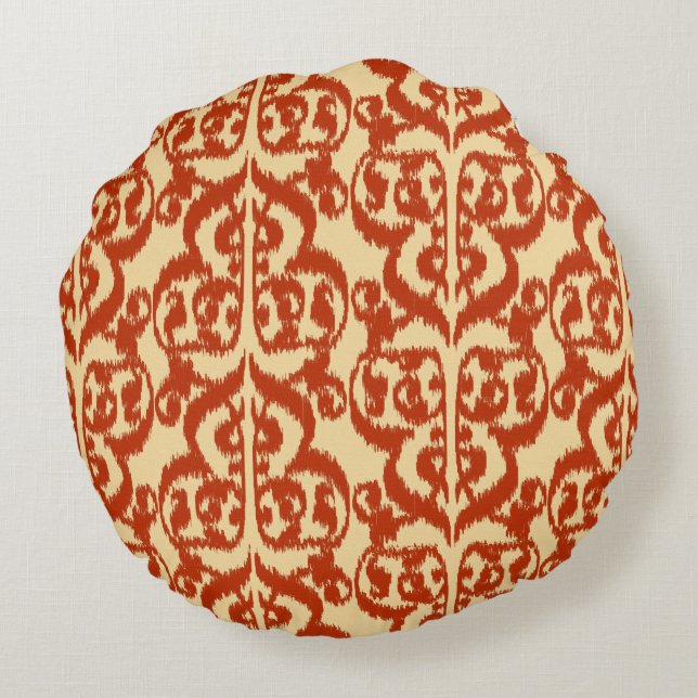 Coussins Ronds Ikat Moorish Damask - Mandarin orange (Dos)