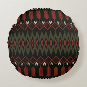 Coussins Ronds Ikat Motif : Ornement ethnique géométrique