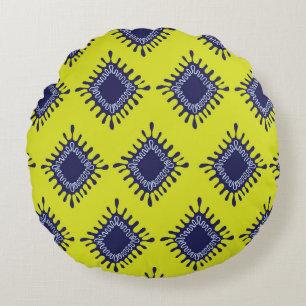 Coussins Ronds Ikat Tribal : Motif moderne et élégant.