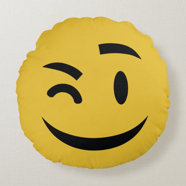 Coussins Ronds il cligne de l'oeil à vous l'emoji (Devant)