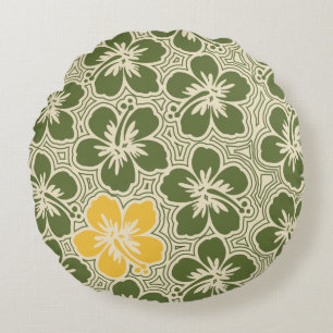 Coussins Ronds Ile Hibiscus Hawaïen rayé réversible