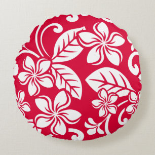 COUSSINS RONDS ÎLE PLUMERIA (FRAISE ROUGE)