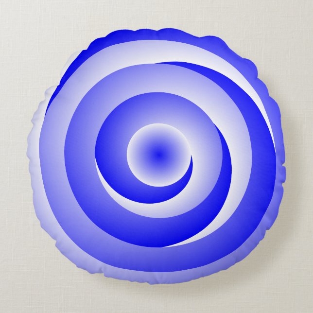 Coussins Ronds Illusion de la spirale bleue par Kenneth Yoncich (Devant)