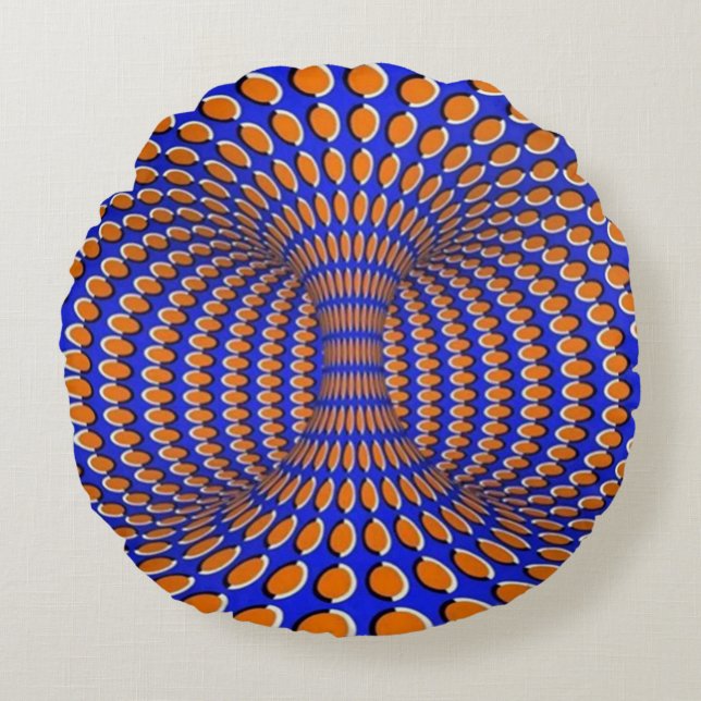 Coussins Ronds Illusion d'optique de vortex tournant (Devant)