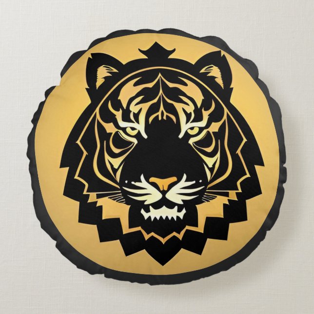 Coussins Ronds Illustration abstraite de tigre gras (Devant)