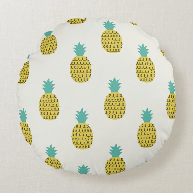 Coussins Ronds Illustration amusante Vintage ananas sans voile. (Devant)