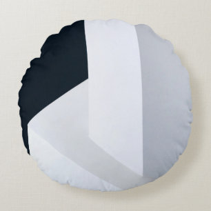 Coussins Ronds Illustration blanche, noire et grise