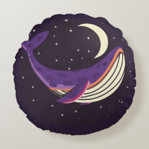Coussins Ronds Illustration colorée portrait de la baleine mignon
